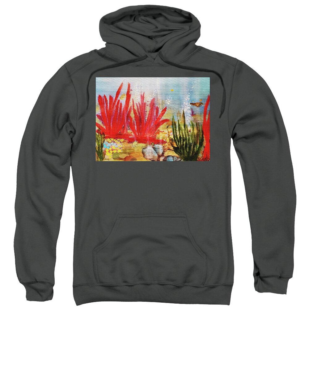 Landscape Sweatshirt featuring the painting Underwater Habitat by Sharon Williams Eng
