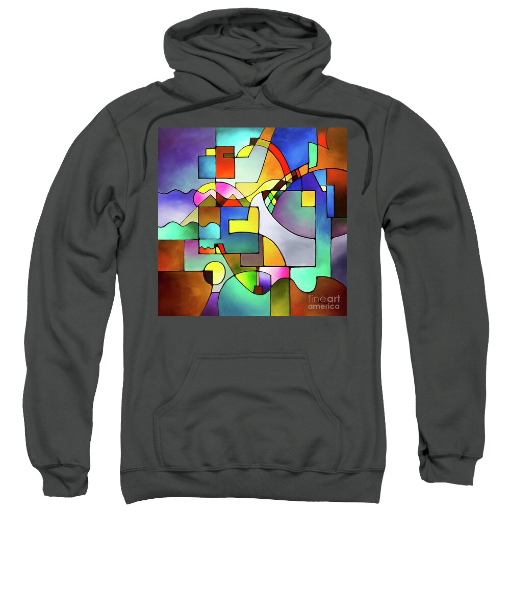 Contemporary Abstract Sweatshirt featuring the painting Unified Theory by Sally Trace