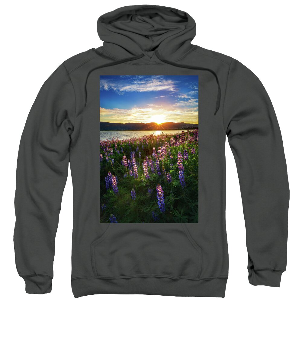 Lupines Sweatshirt featuring the photograph Untamed Beauty by Tassanee Angiolillo