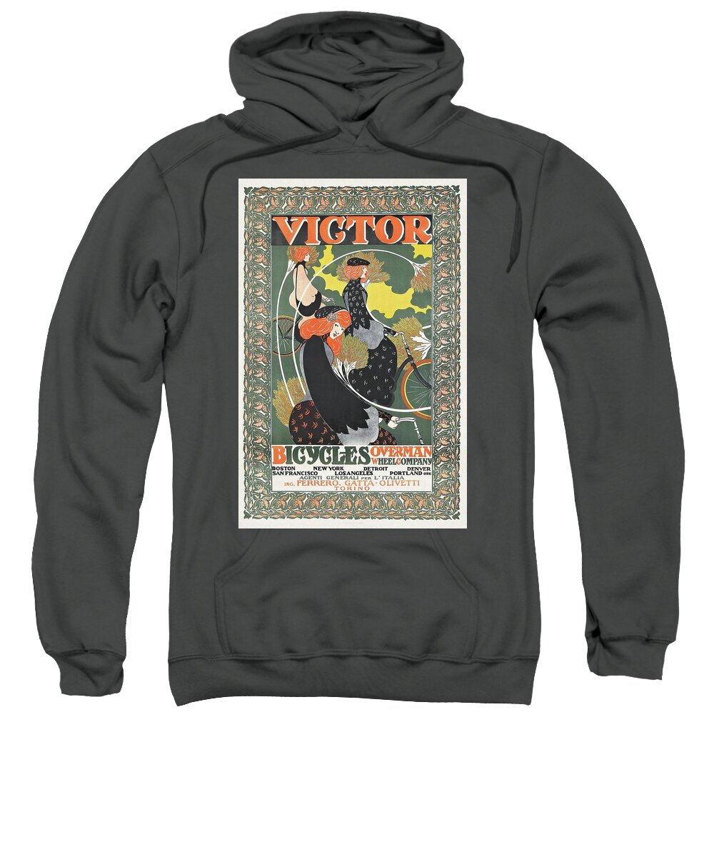 Art Nouveau Sweatshirt featuring the painting Victor Bicycles Overman Wheel 1896 Poster by Vincent Monozlay