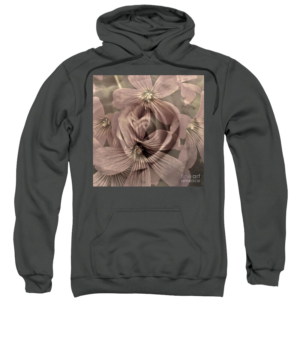 Sepia Sweatshirt featuring the digital art Vintage Rose and Clover by Glenn Hernandez