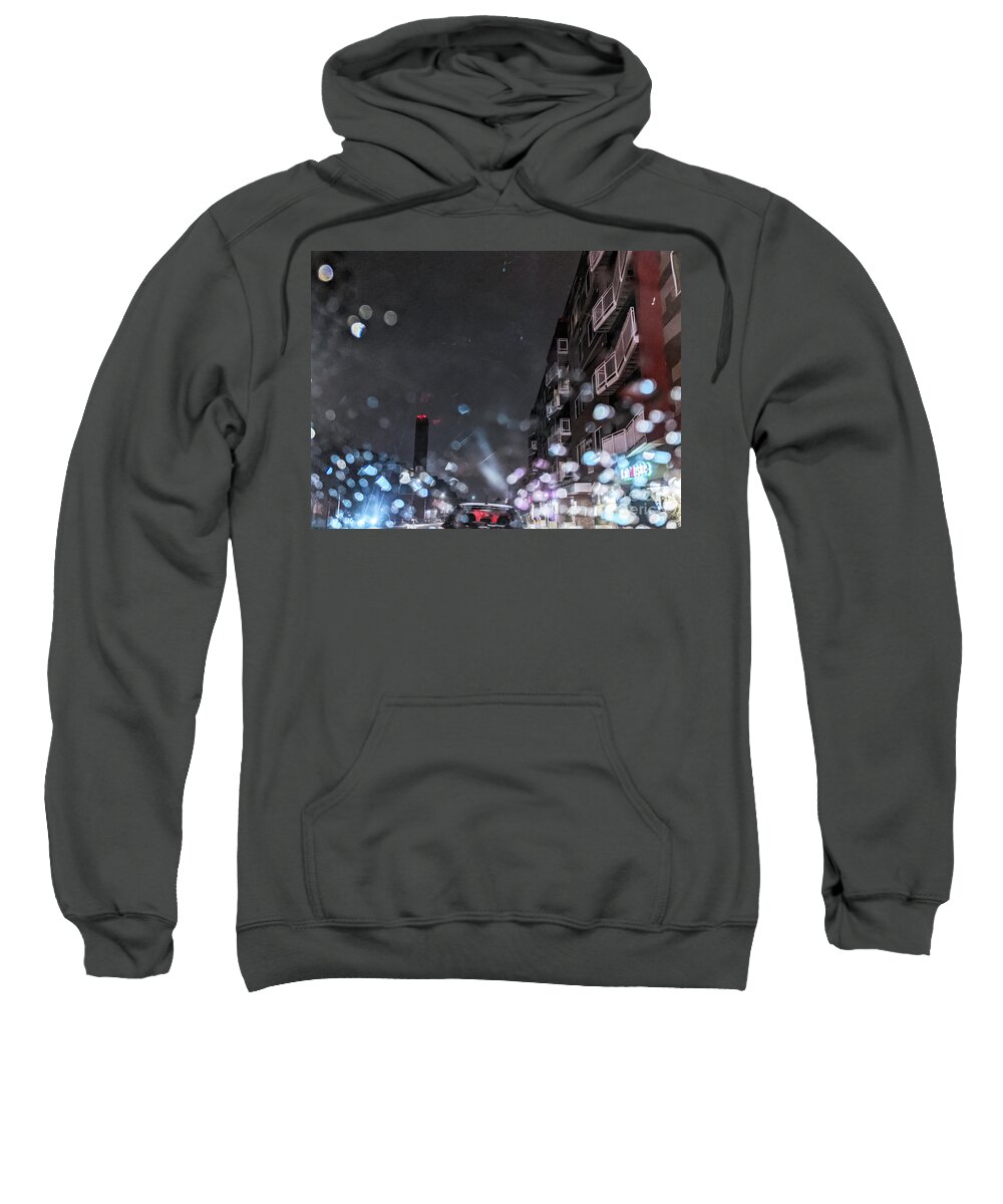 Rain Sweatshirt featuring the photograph Waiting for Carryout in the Rain by Bentley Davis