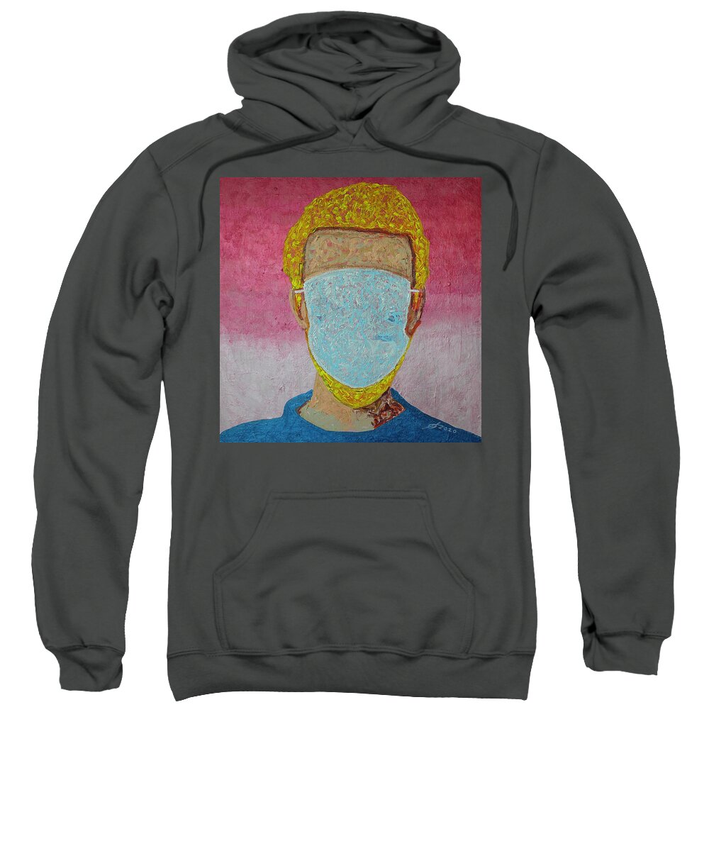 Mask Sweatshirt featuring the painting Wake the Woke original painting by Sol Luckman
