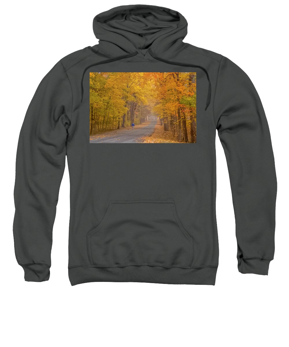 Fall Sweatshirt featuring the photograph Walking the Dog OP by Jim Dollar