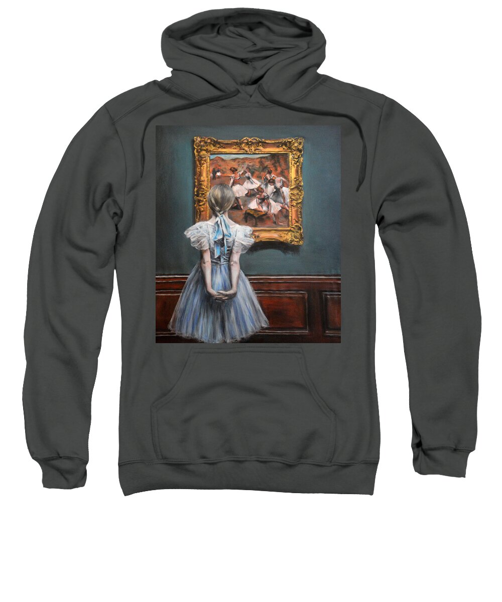 Girl Sweatshirt featuring the painting Watching Degas Dancers by Escha Van den bogerd