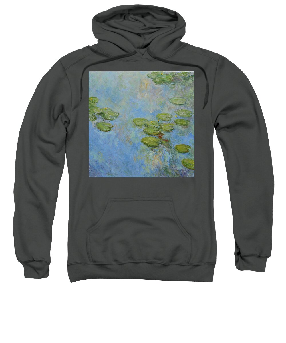 Waterlelies Sweatshirt featuring the painting Water Lilies -color the abstraction of light by Pierre Dijk