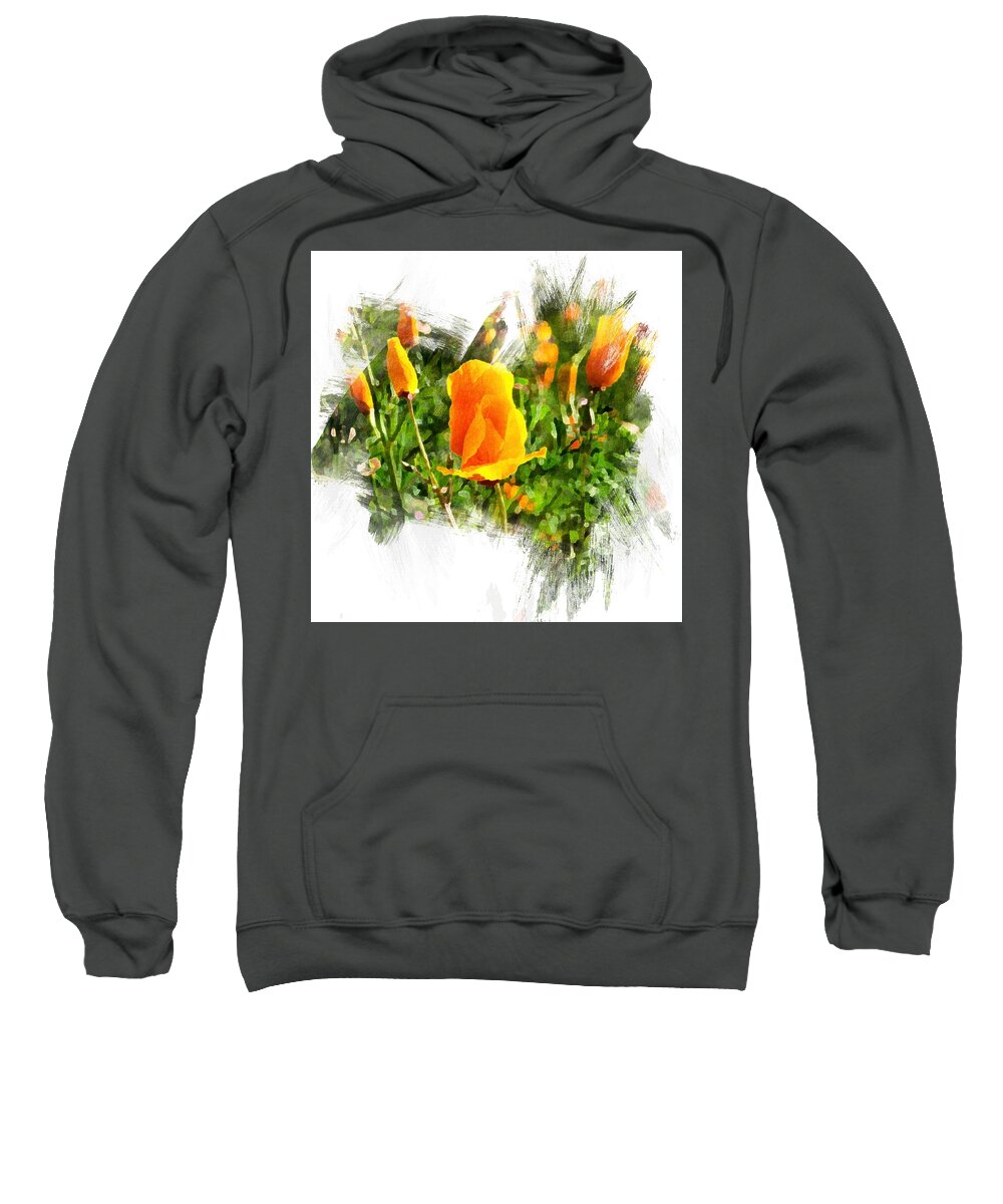 Poppies Sweatshirt featuring the digital art Watercolor Poppies by Rebecca Herranen