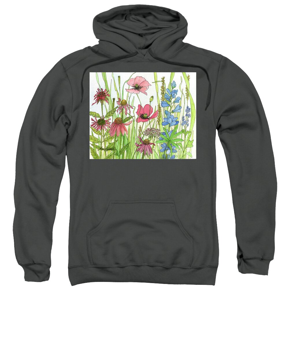 Watercolor Sweatshirt featuring the painting Watercolor Touch of Blue Flowers by Laurie Rohner
