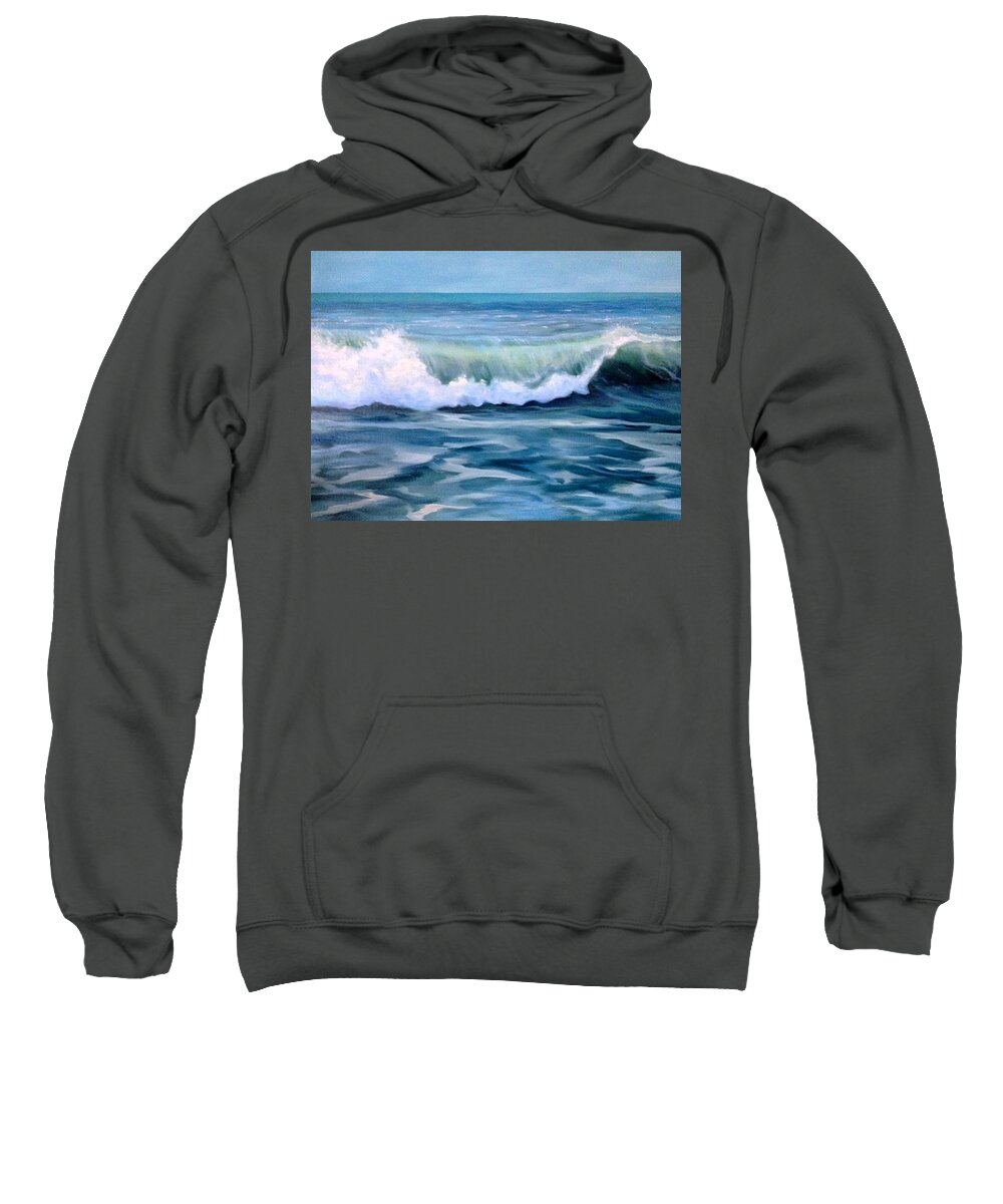 Ocean Sweatshirt featuring the painting Wave Length by Judy Rixom