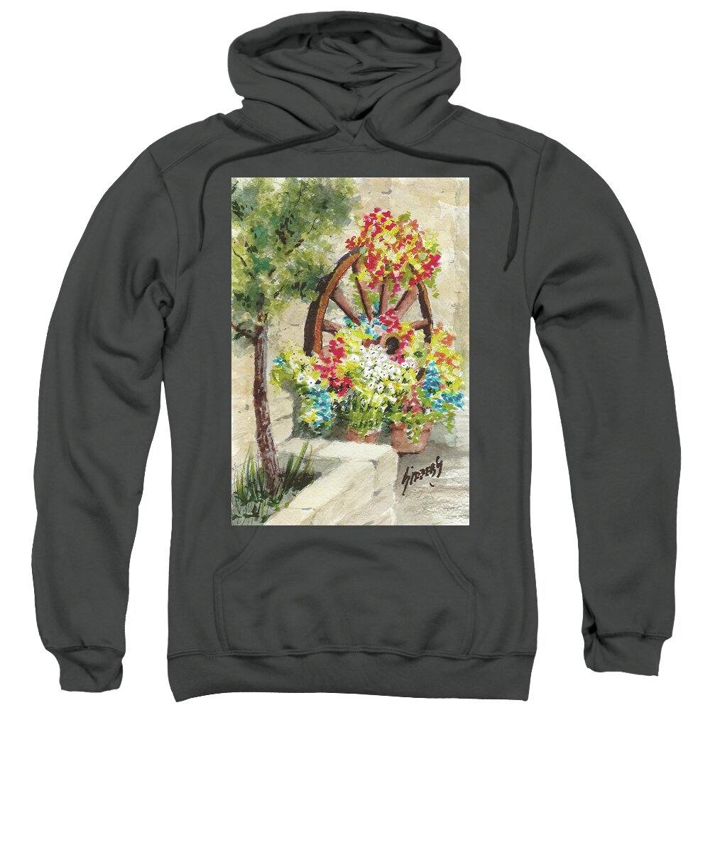Flowers Sweatshirt featuring the painting Wheel Of Flowers by Sam Sidders