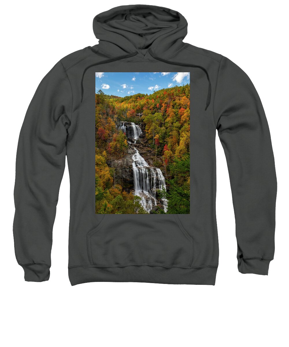 Whitewater Falls In Autumn Sweatshirt featuring the photograph Whitewater Falls In Autumn by Dan Sproul