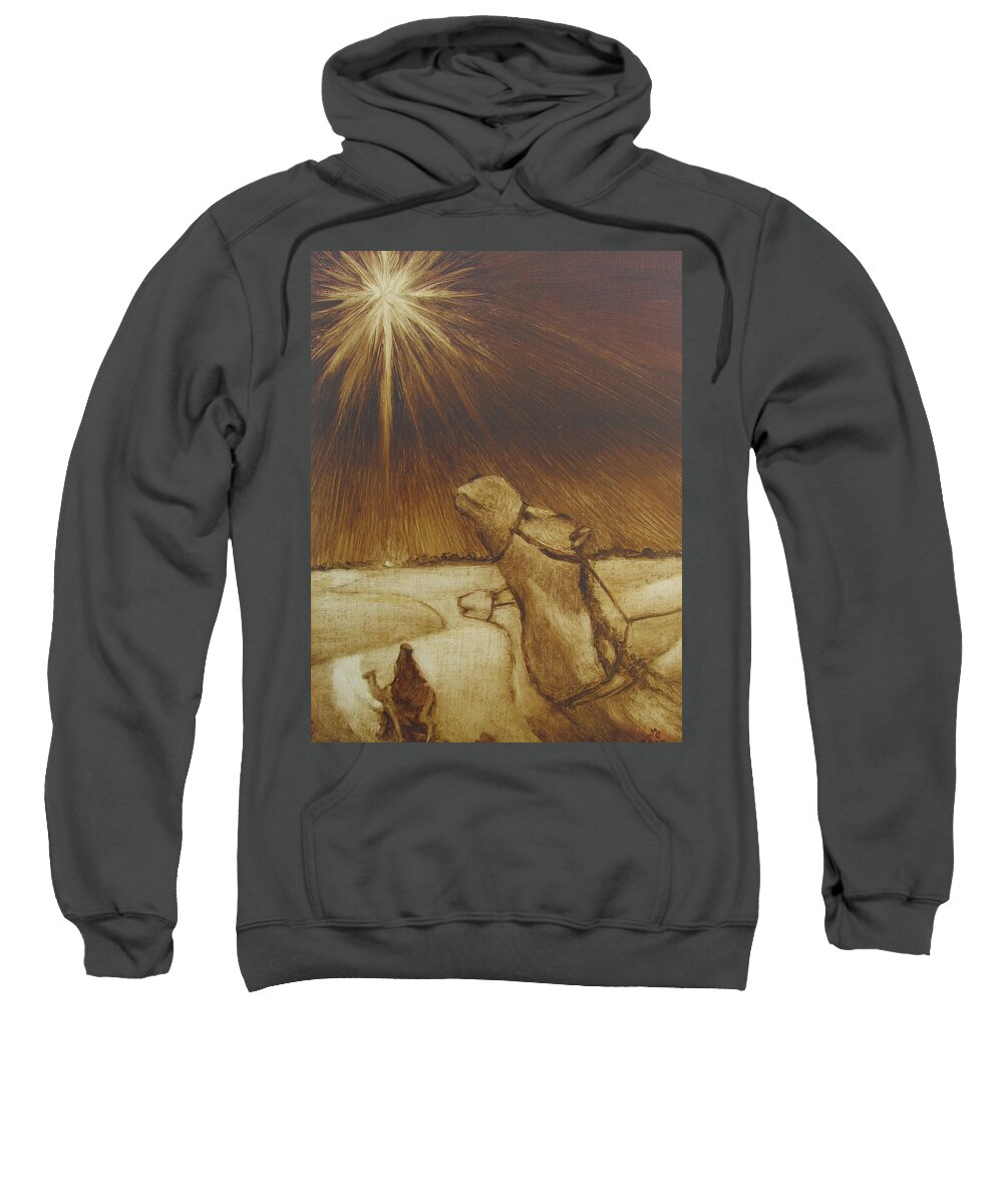 Camel Sweatshirt featuring the painting Why Would Wisemen Follow a Star?   by Linda Anderson