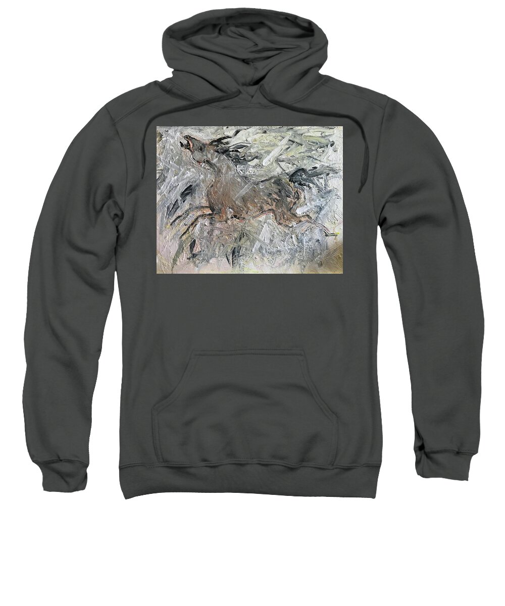 Wild Horse Sweatshirt featuring the painting Wild And Free by Elizabeth Parashis