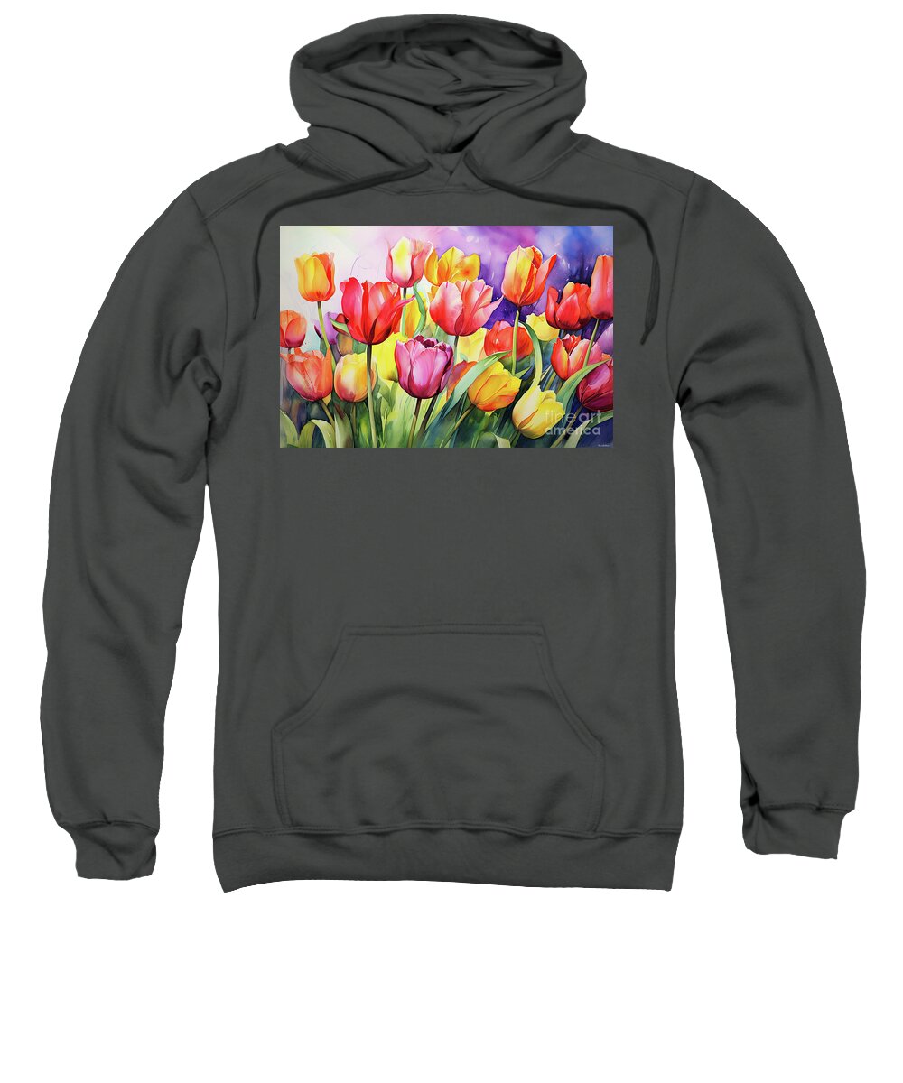 Tulips Sweatshirt featuring the painting Wild Tulip Garden by Tina LeCour