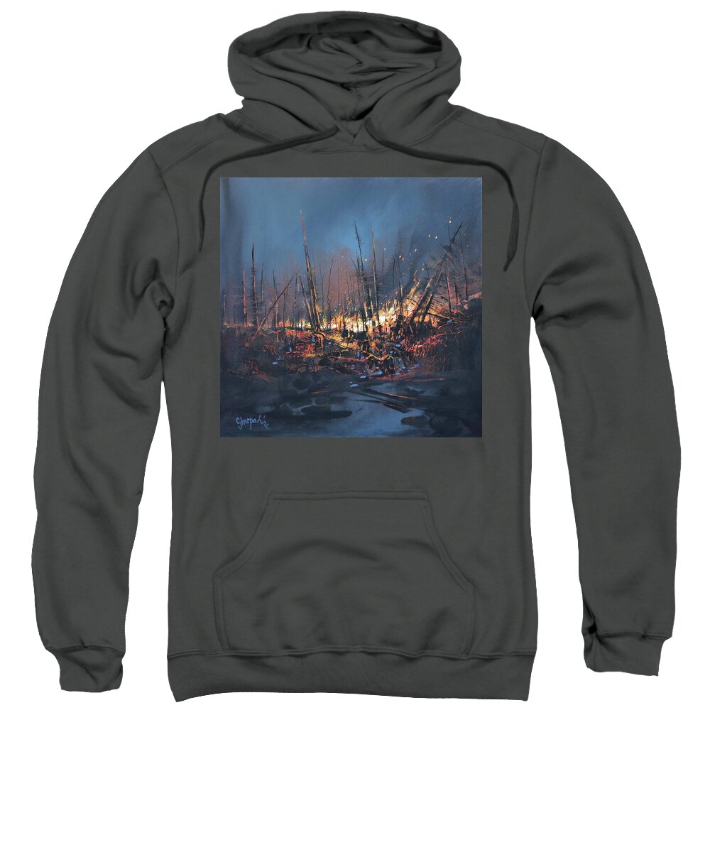 Fire Sweatshirt featuring the painting Wildfire by Tom Shropshire