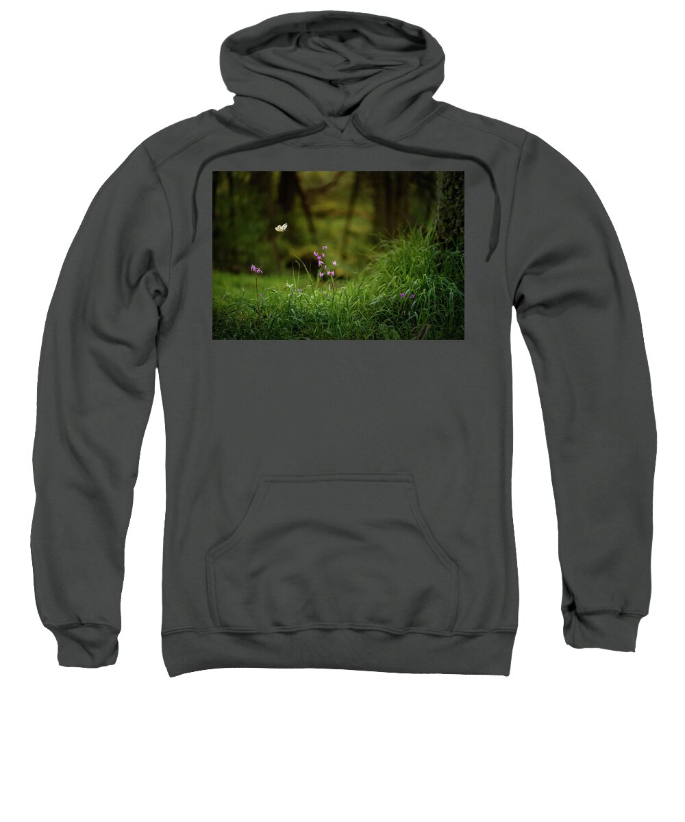 Wildflowers Sweatshirt featuring the photograph Wildflowers and Butterfly in Grass by Naomi Maya