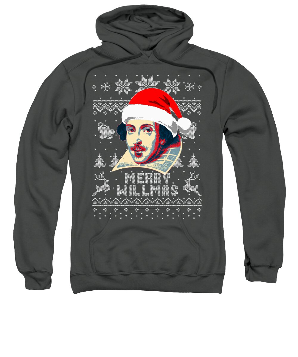 Santa Sweatshirt featuring the digital art William Shakespeare Merry Willmas by Megan Miller