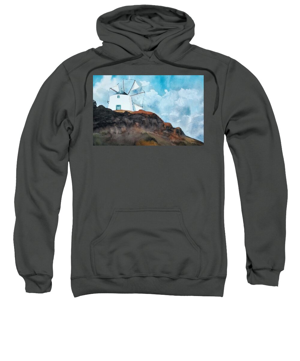 Windmill Sweatshirt featuring the painting Windmill by Sandie Croft