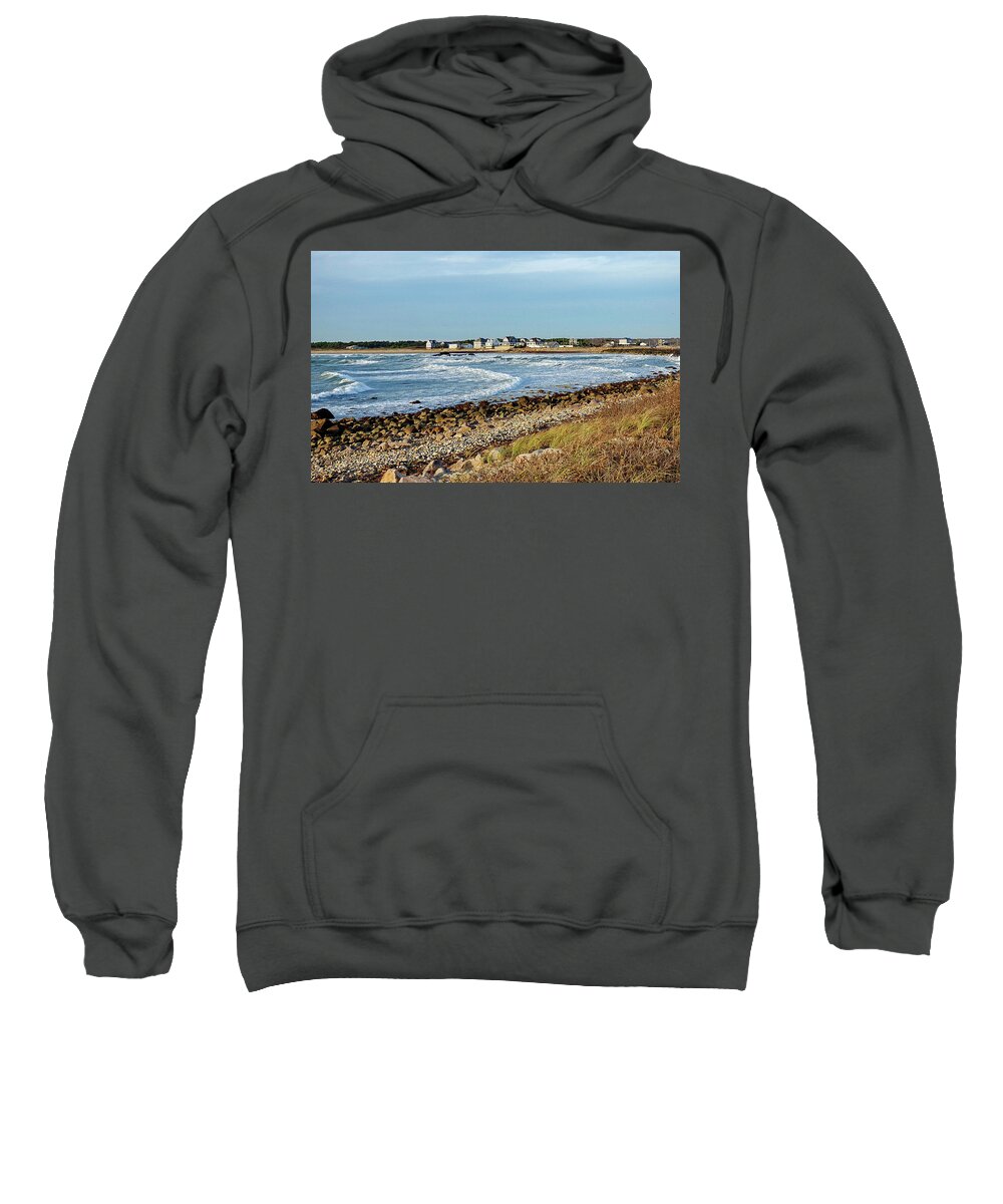 Horseneck Beach Sweatshirt featuring the photograph Windy on the Ocean by Lyuba Filatova