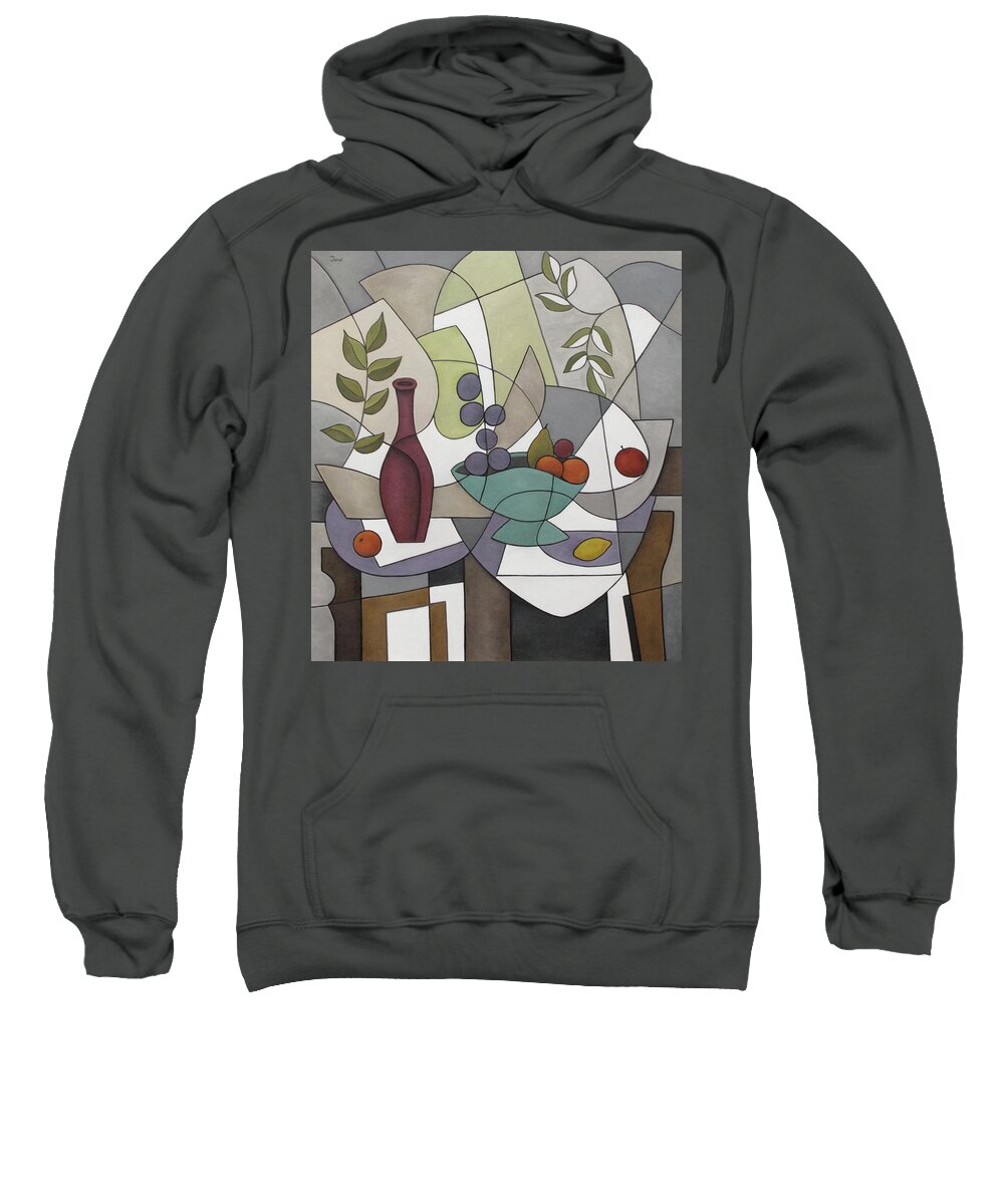 Still Life Sweatshirt featuring the painting Wine and Fruit by Trish Toro
