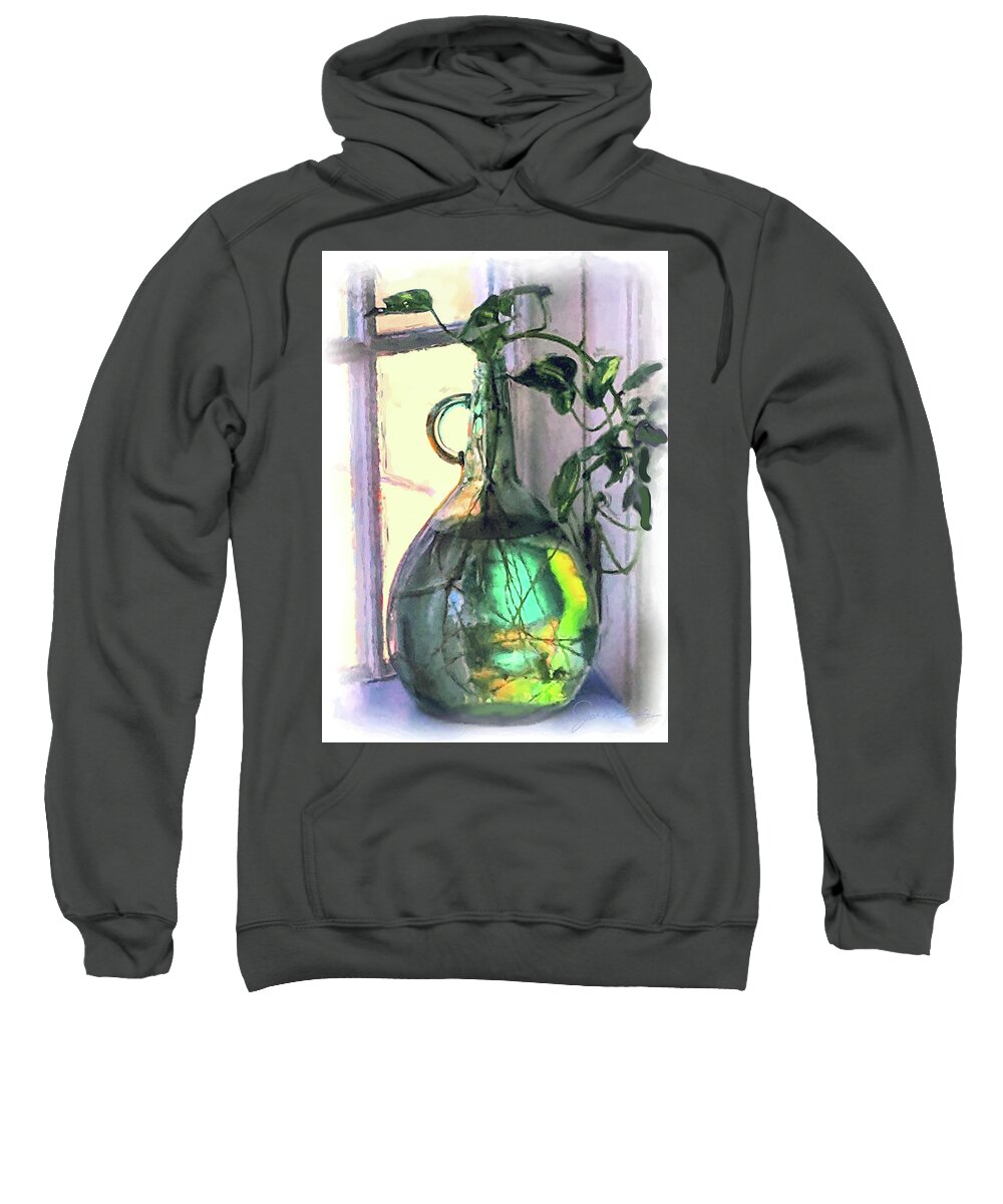 Wine Bottle Sweatshirt featuring the painting Reflections in a Bottle  by Joel Smith