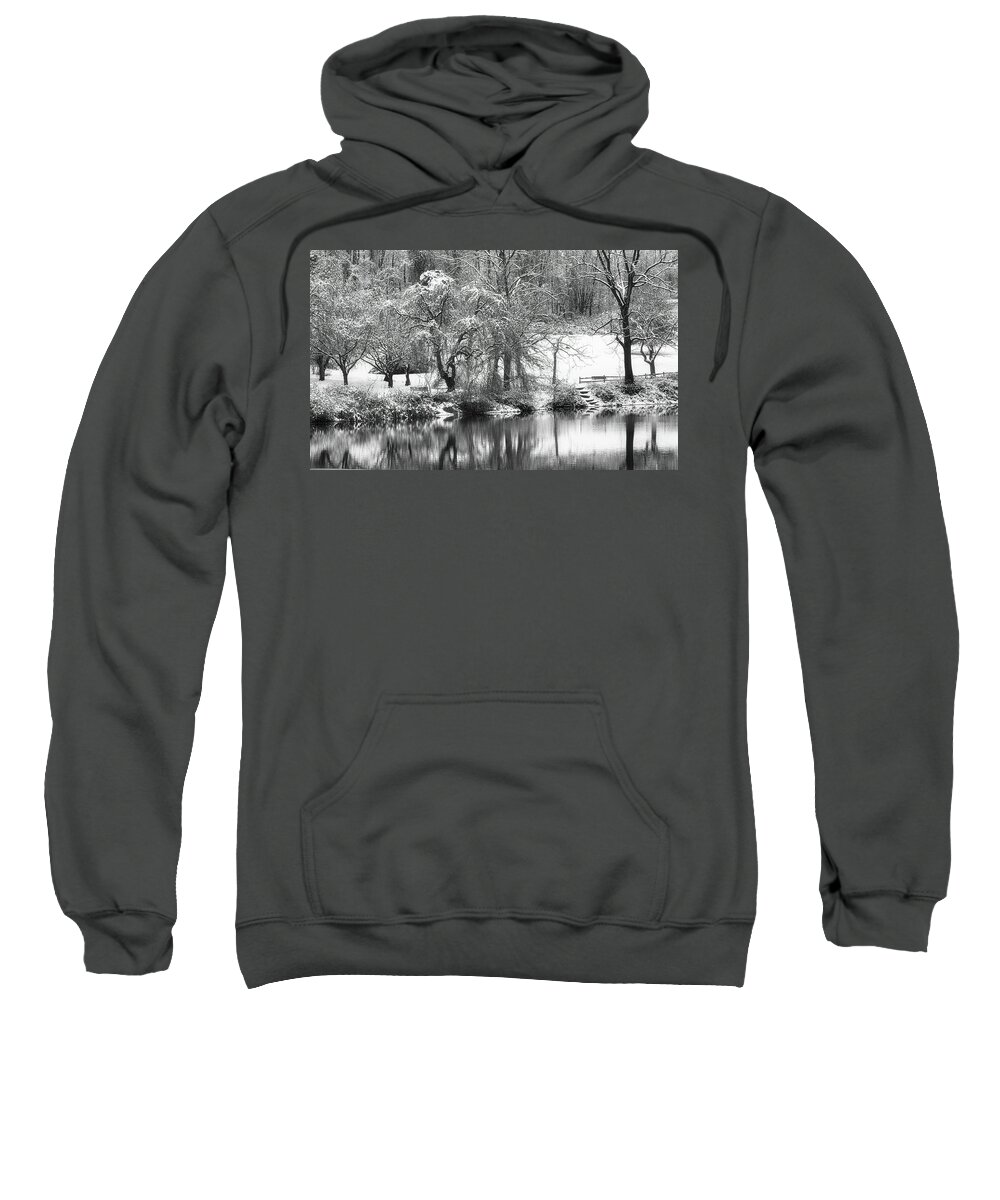 Holmdel Park Sweatshirt featuring the photograph Winter At The Park Pond by Gary Slawsky