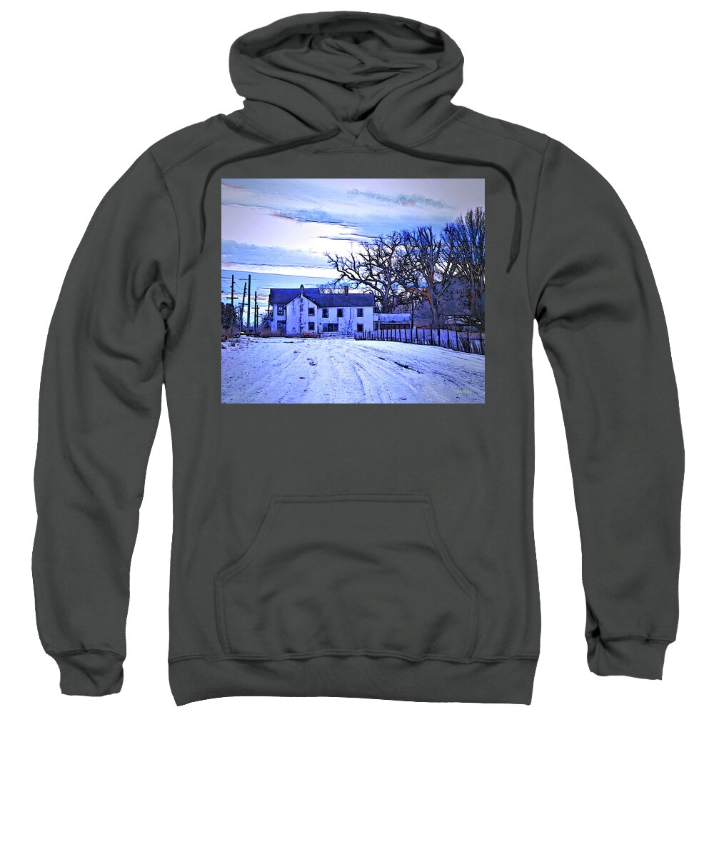 Old Farm Sweatshirt featuring the photograph Winter Farmhouse at Twilight by Robert Henne