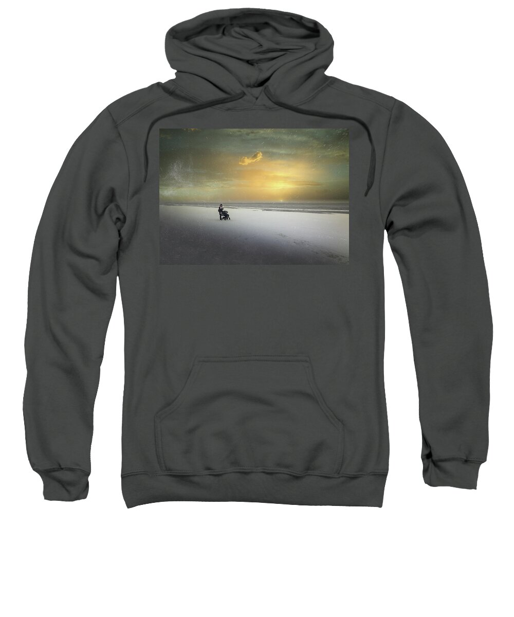 Photography Sweatshirt featuring the mixed media Winter Sunset And Our Dream Jurmala by Aleksandrs Drozdovs