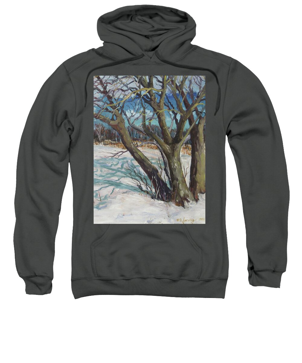  Sweatshirt featuring the painting Winter Trees 2 by Douglas Jerving