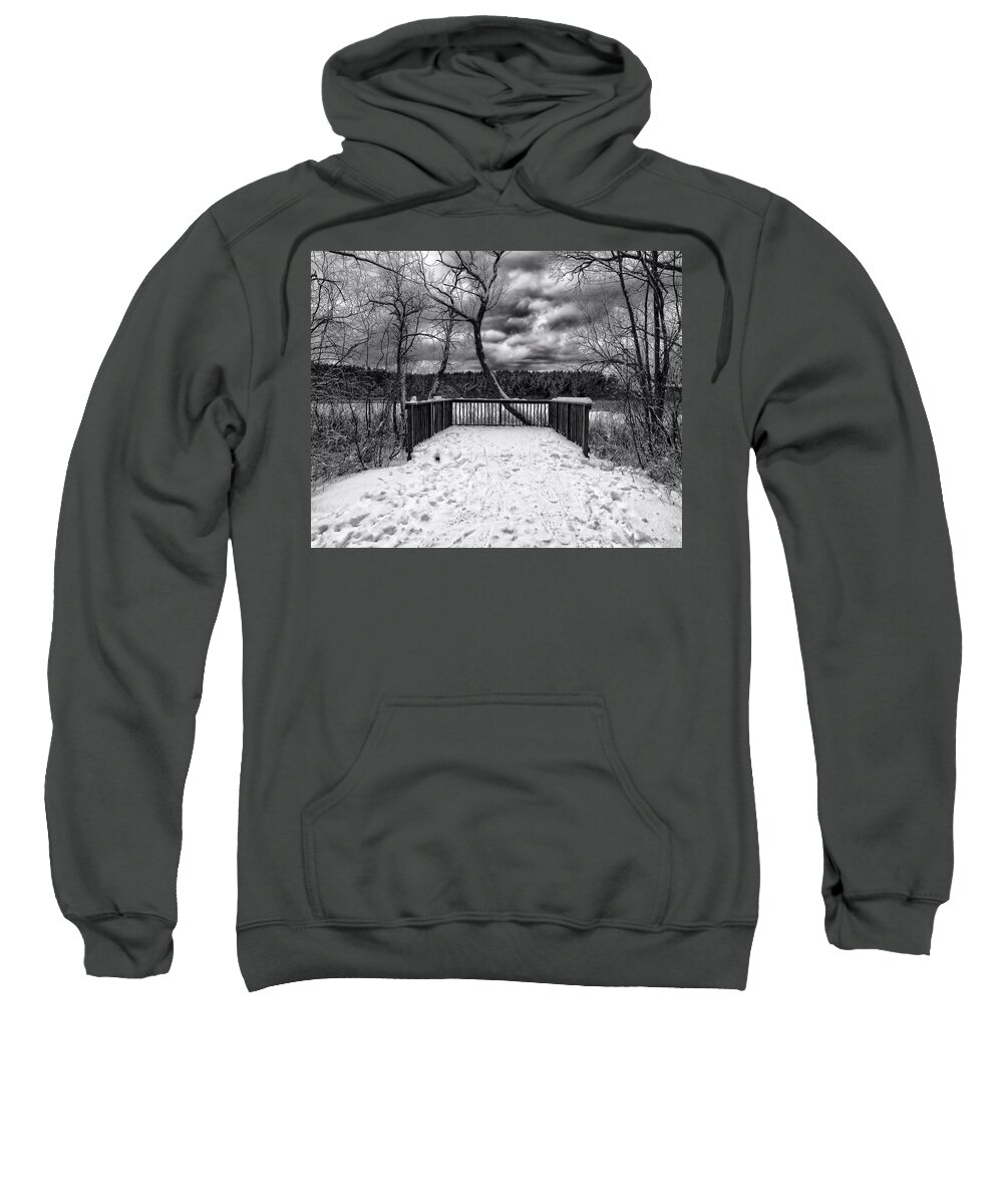 Winter Sweatshirt featuring the photograph Winter View Black and White by Scott Olsen