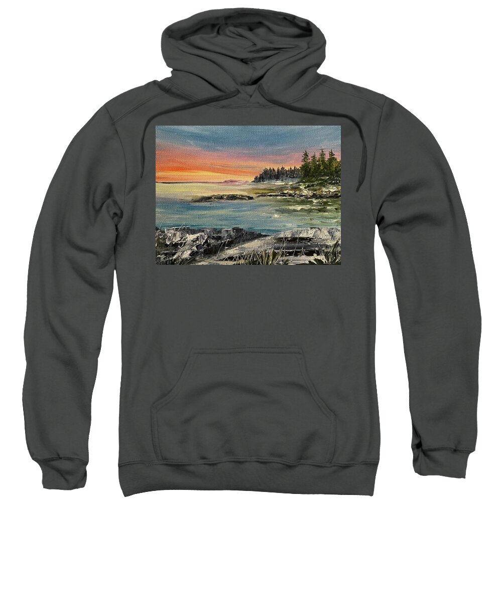 Landscape Sweatshirt featuring the painting Winter's Embrace by Kellie Chasse