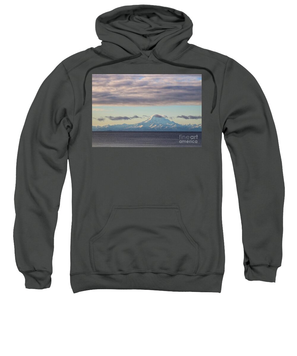 Beautiful Sweatshirt featuring the photograph Wintertime Morning of Mount Redoubt by LaDonna McCray