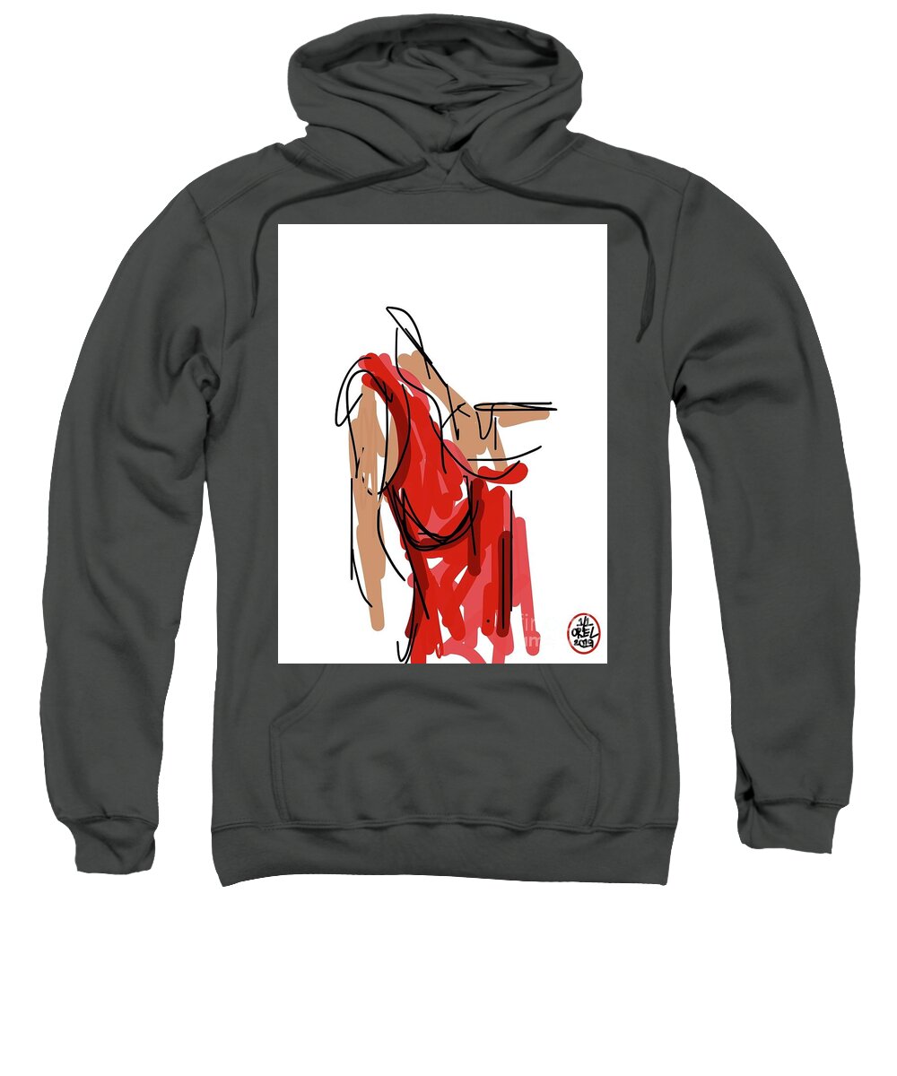  Sweatshirt featuring the painting Women in Red by Oriel Ceballos