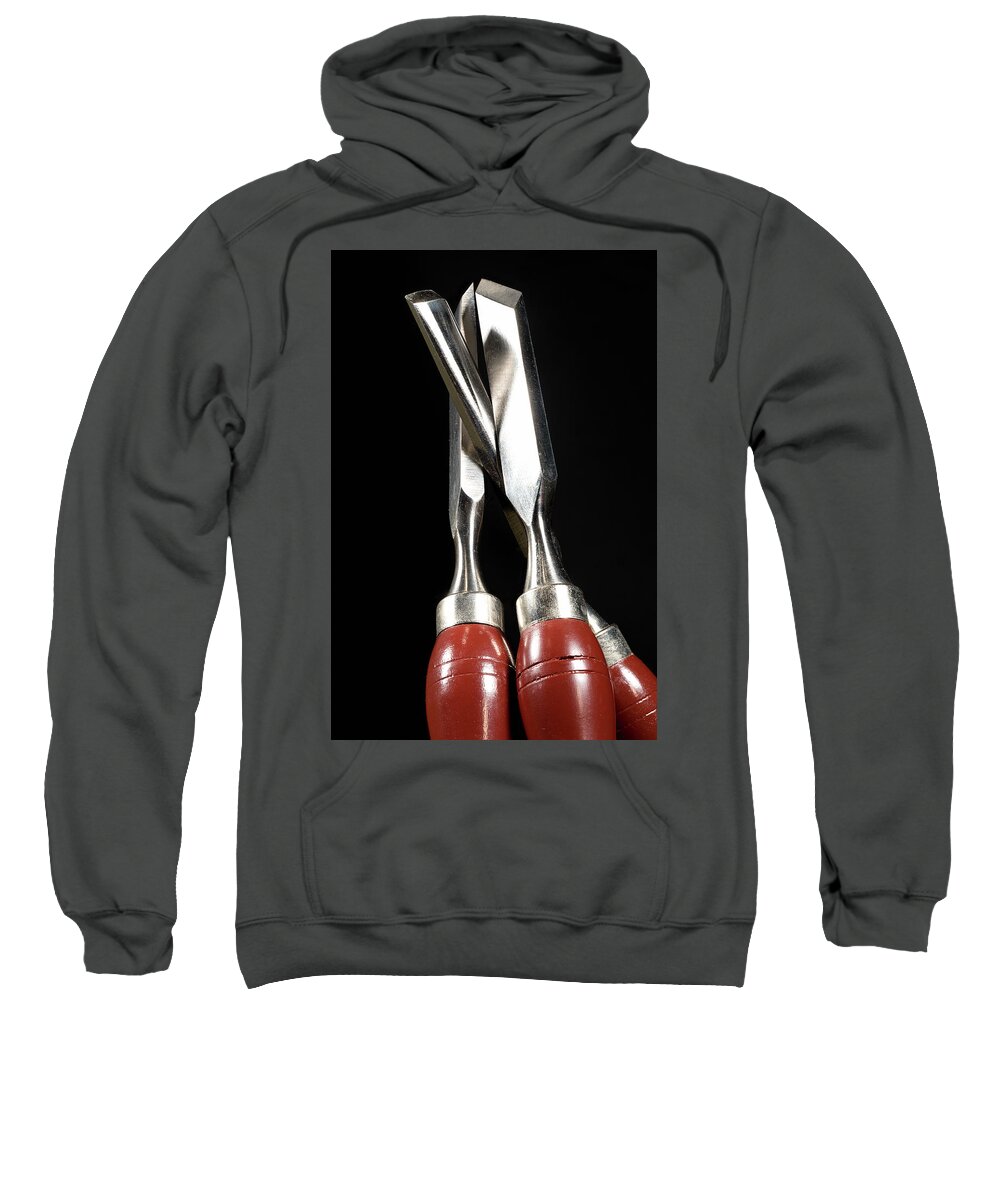 Chisel Sweatshirt featuring the photograph Wood Chisels by Steven Nelson