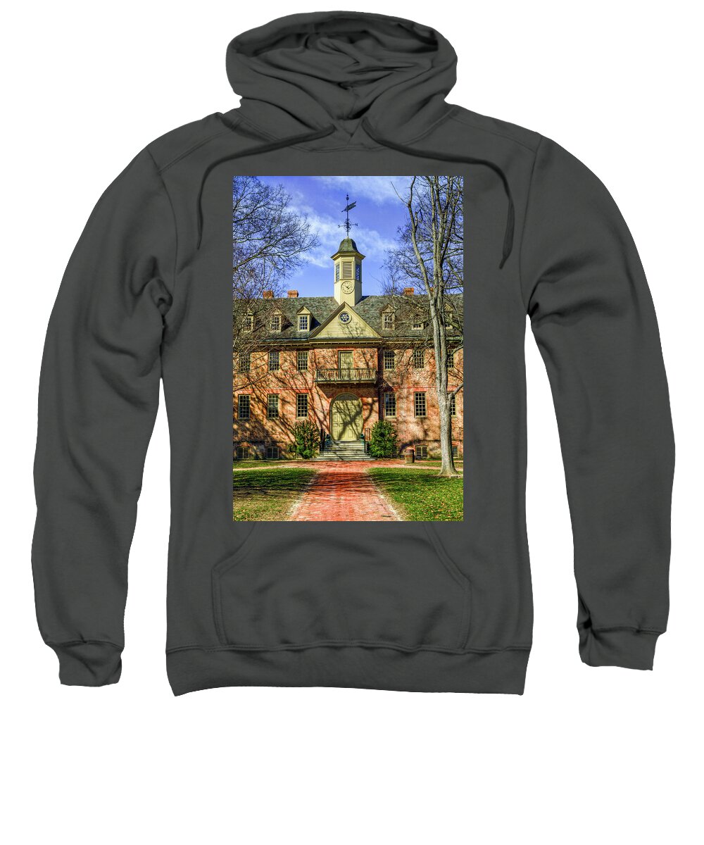 William And Mary Sweatshirt featuring the photograph Wren Building Main Entrance by Jerry Gammon