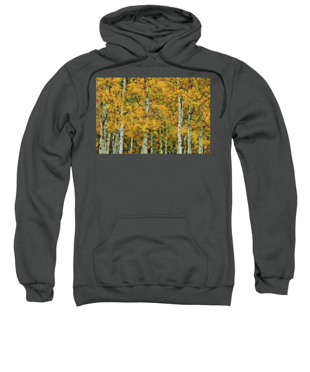 Aspen Sweatshirt featuring the digital art Yellow Aspen Leaves by Russ Harris