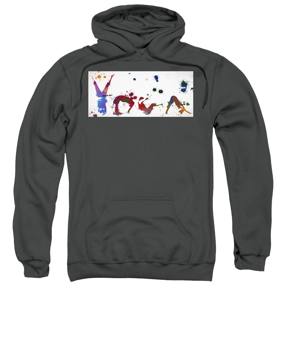 Yoga Stretch Pose Color Splash Sweatshirt featuring the painting Yoga Stretch Pose Color Splash by Dan Sproul