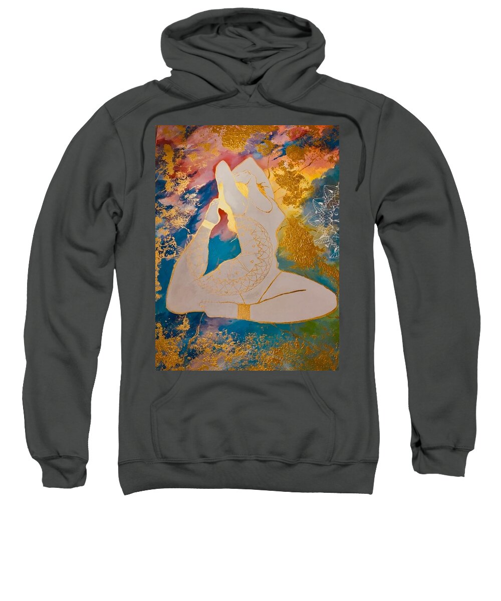 Mind Sweatshirt featuring the painting Yoga for Mind Body and Soul Print by Shreya Sen