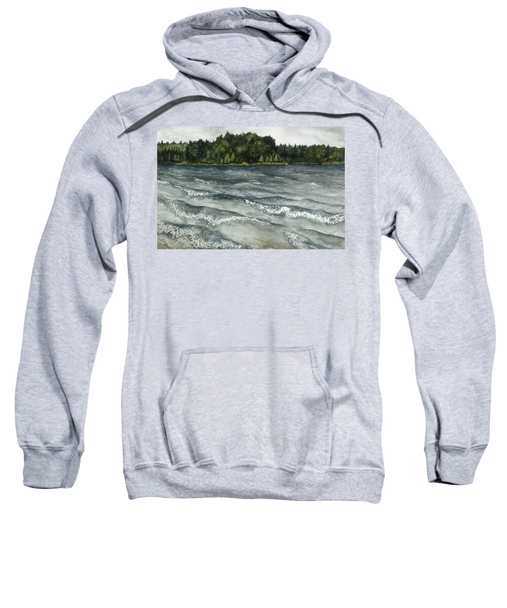 Plein Air Sweatshirt featuring the painting Big Muskallunge Lake by Helen Klebesadel