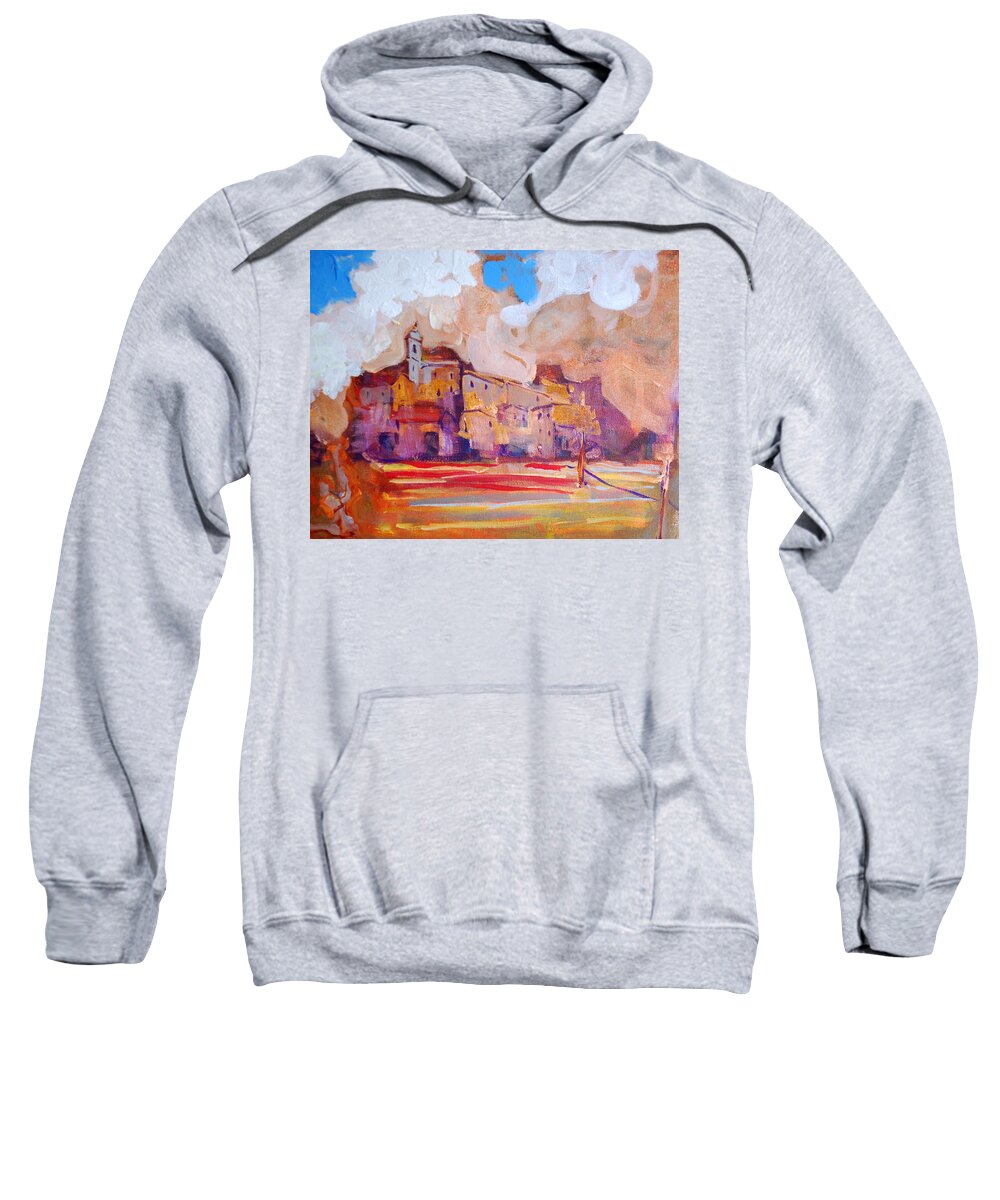 Tuscany Sweatshirt featuring the painting Tuscan Village by Kurt Hausmann