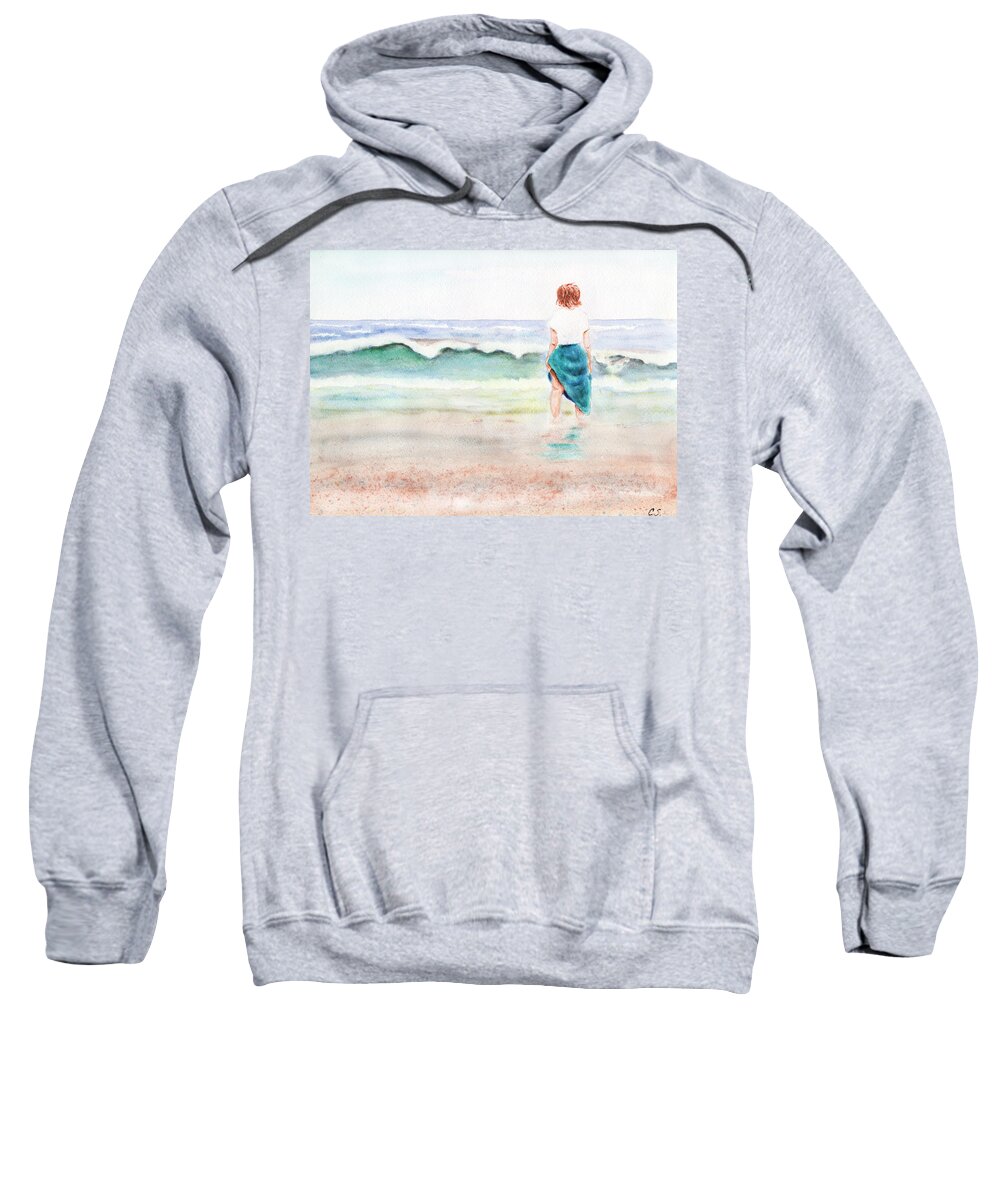Beach Paintings Sweatshirt featuring the painting At the Beach #2 by C Sitton