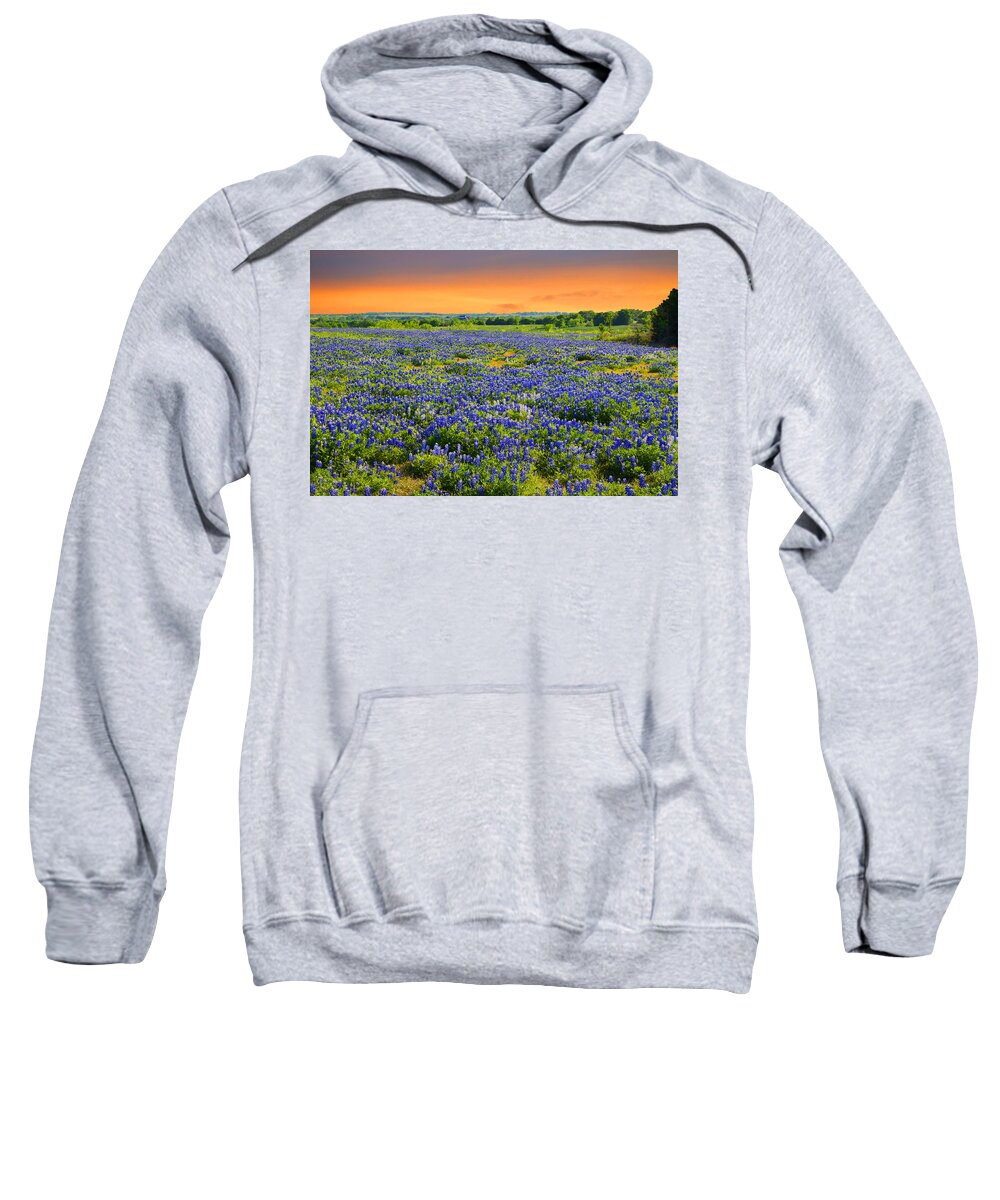 Landscape Sweatshirt featuring the photograph Bluebonnet Sunset #1 by Lynn Bauer