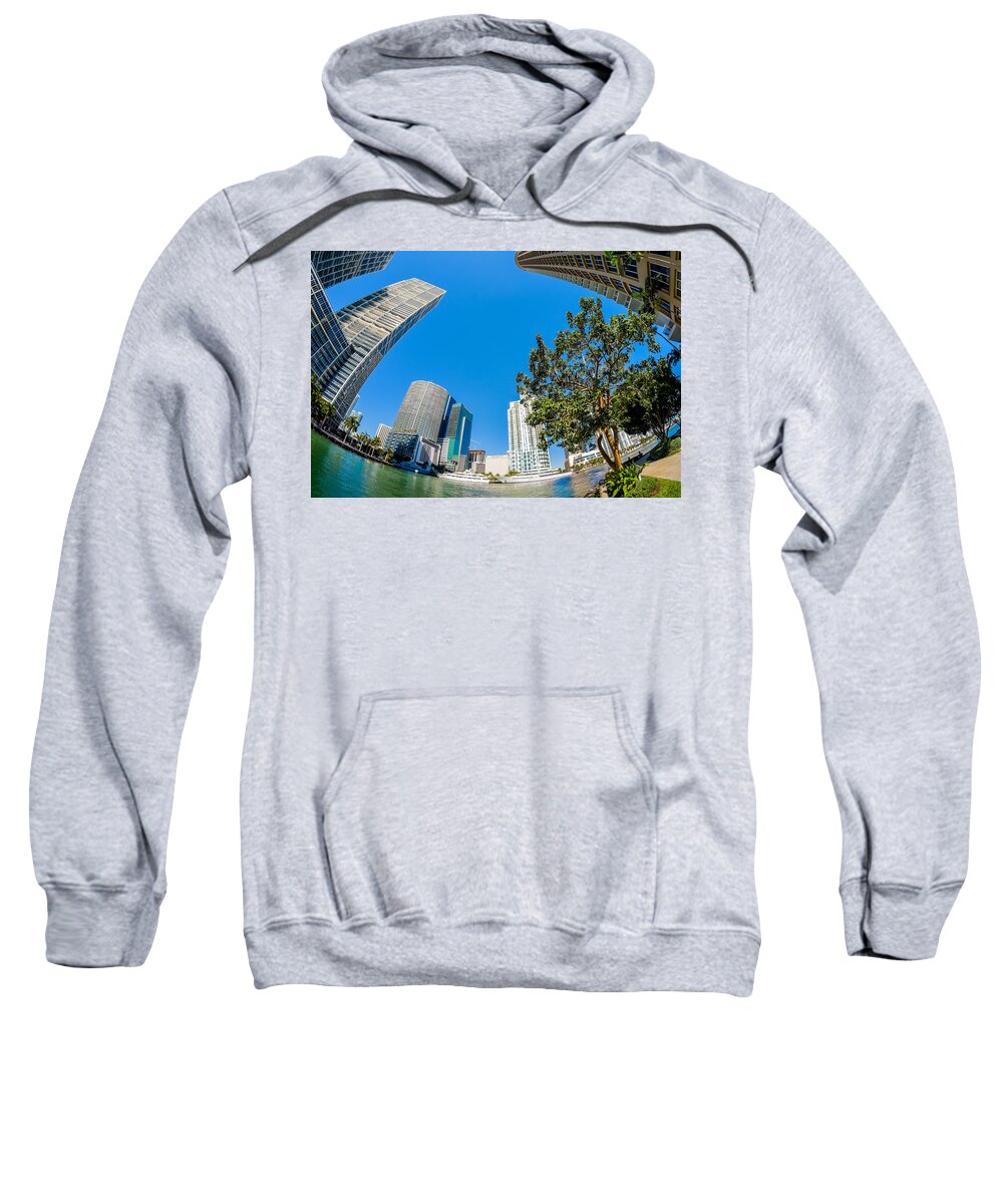 Architecture Sweatshirt featuring the photograph Downtown Miami Fisheye by Raul Rodriguez