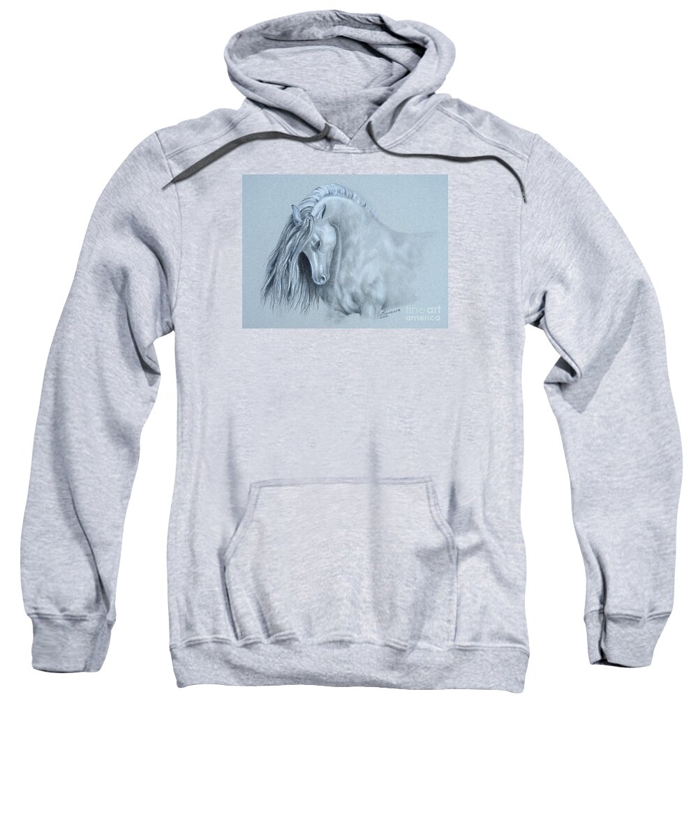 Equine Sweatshirt featuring the painting Grey Horse by Laurianna Taylor