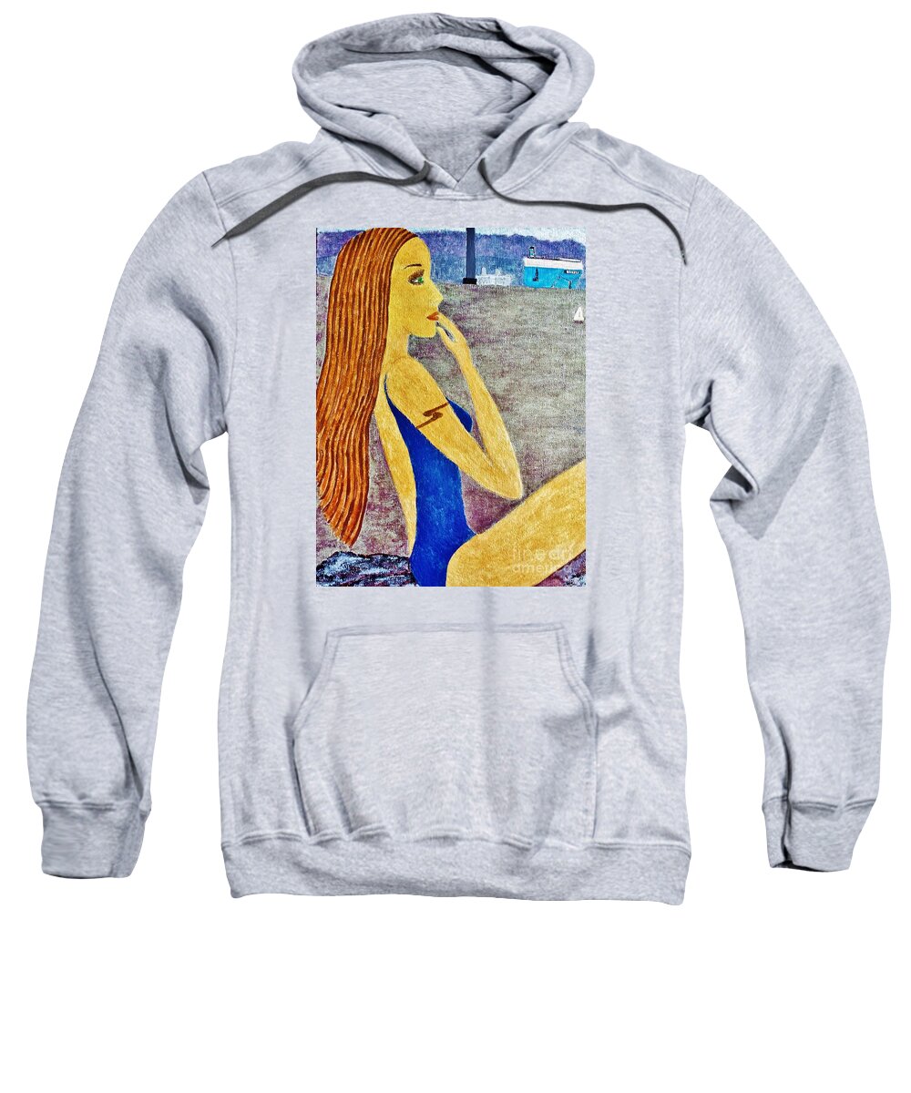Jasna Gopic Sweatshirt featuring the painting Lady #2 by Jasna Gopic