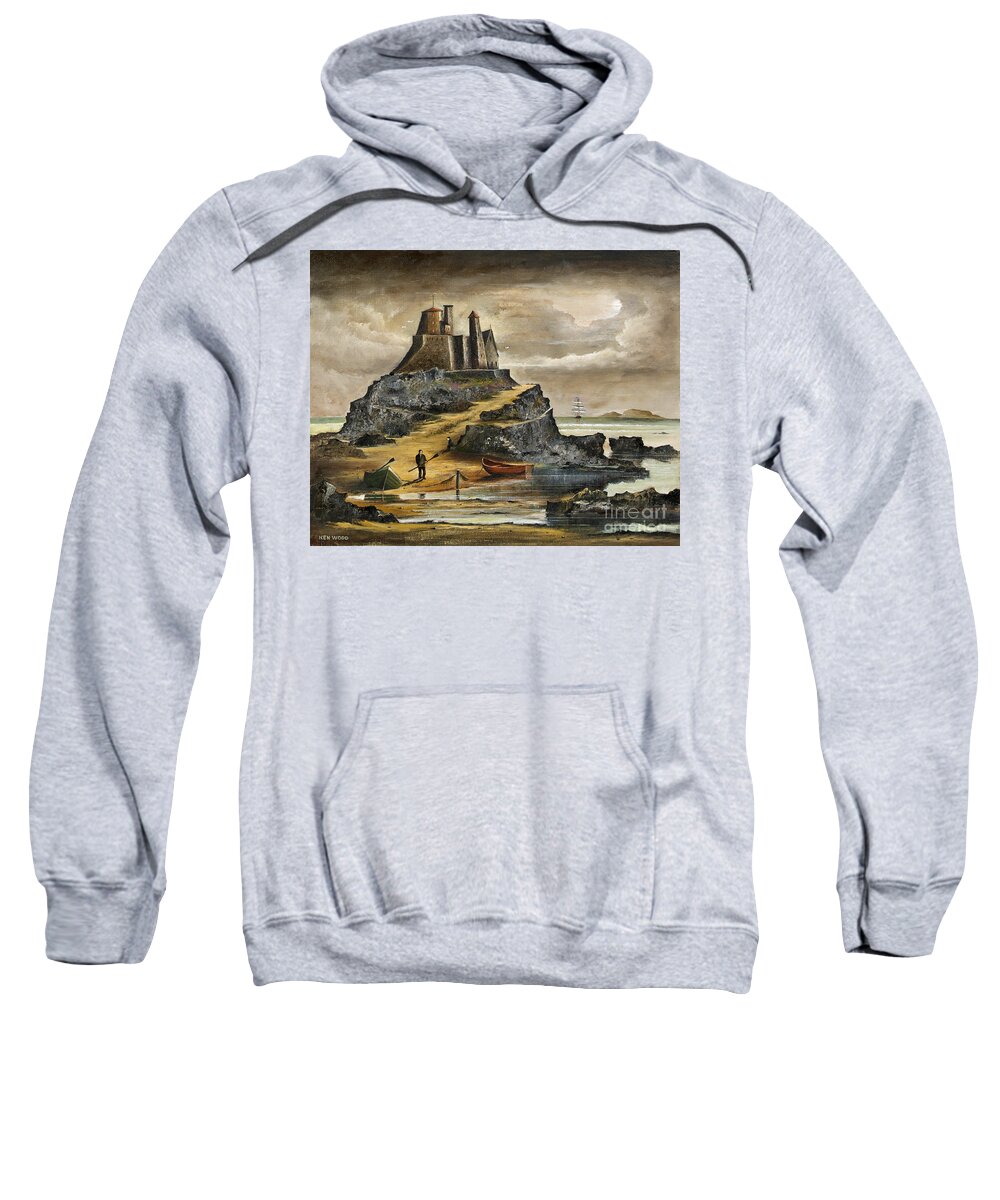 Countryside Sweatshirt featuring the painting Lindisfarne - England by Ken Wood