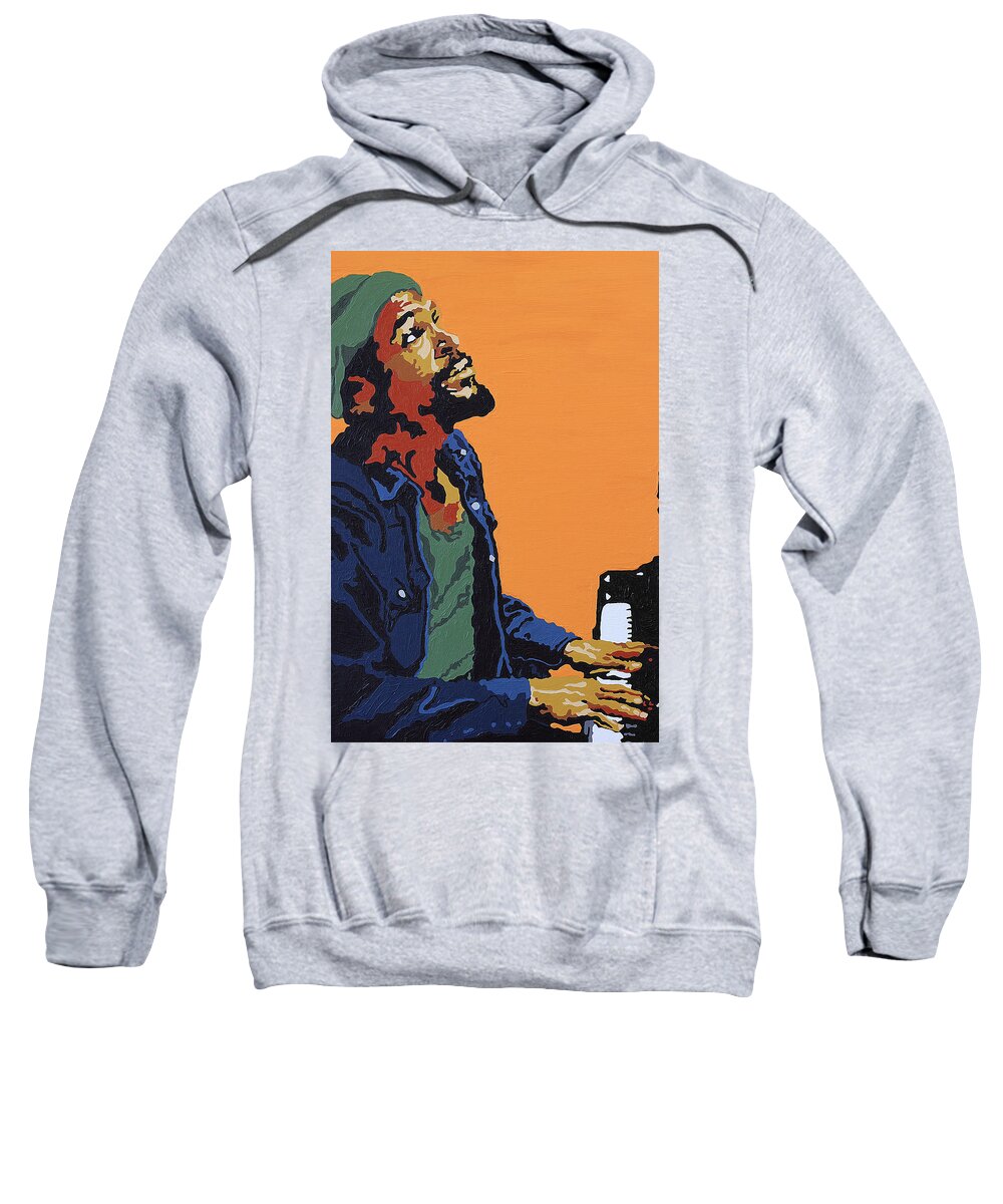 Marvin Gaye Sweatshirt featuring the painting Marvin Gaye #1 by Rachel Natalie Rawlins