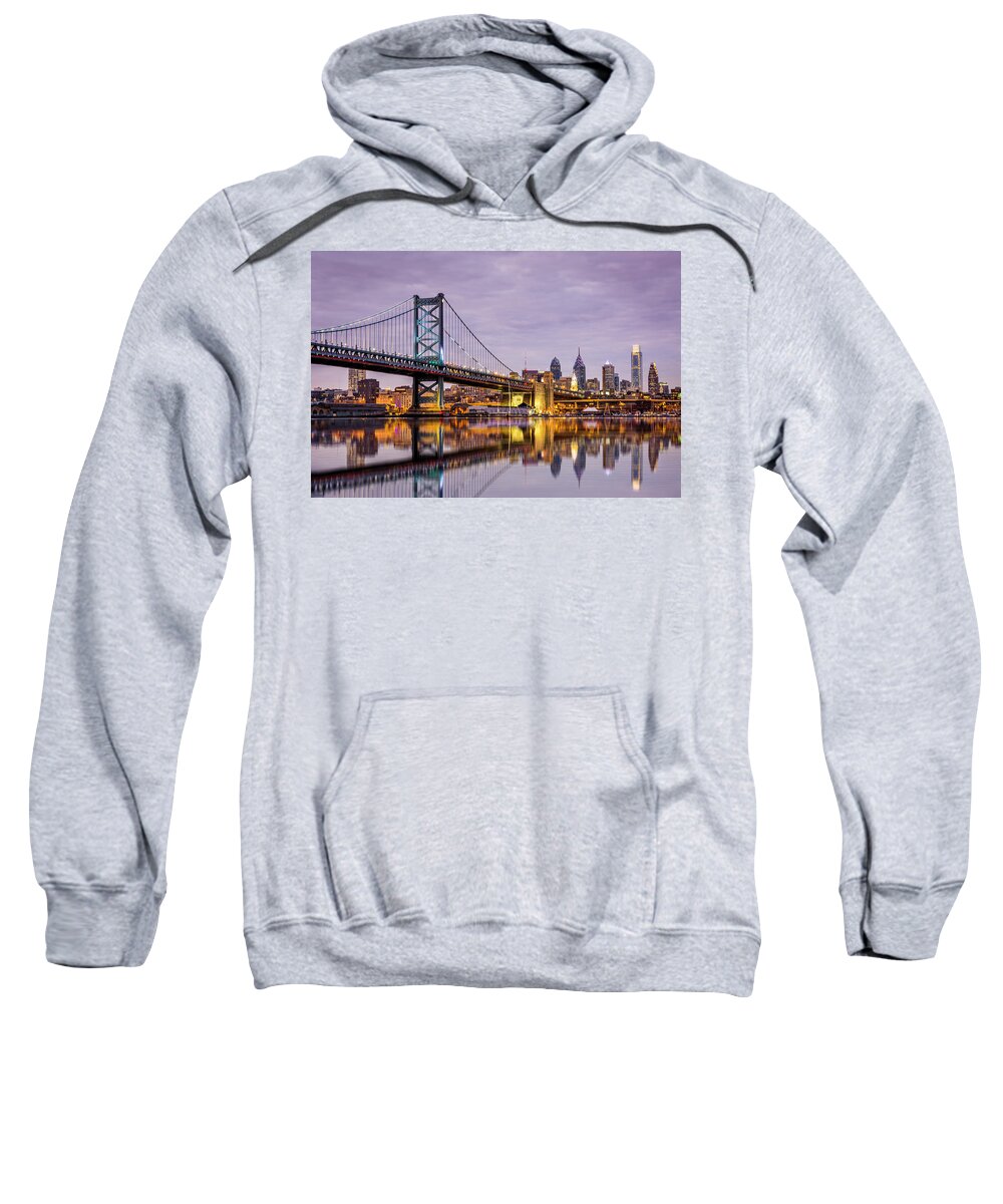 Ben Franklin Bridge Sweatshirt featuring the photograph Philly #2 by Mihai Andritoiu