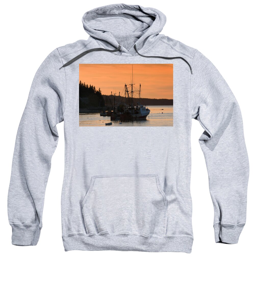 Maine Sweatshirt featuring the photograph Port Clyde Maine Fishing Boats At Sunset #1 by Keith Webber Jr