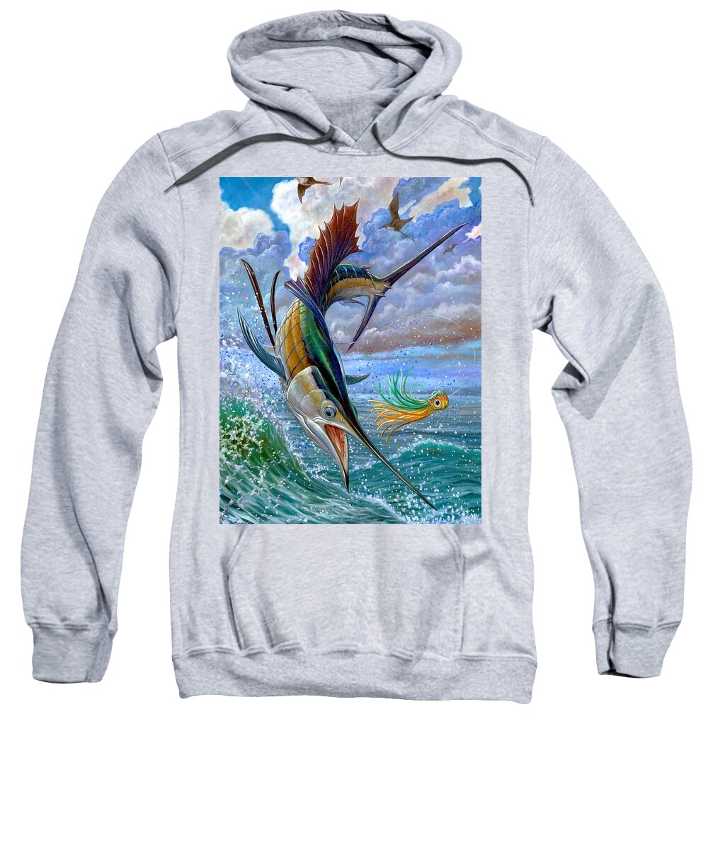 Sailfish Sweatshirt featuring the painting Sailfish And Lure by Terry Fox
